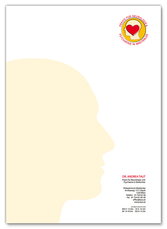 Briefpapier für Arztpraxis, Gestaltung 2012 by Alexandra Della Toffola, Grafikerin