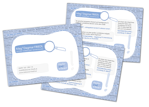 Flyer, Postkarte, Lektorat, Grafik design 2011, by alexandra della toffola | grafiker/in in Wien