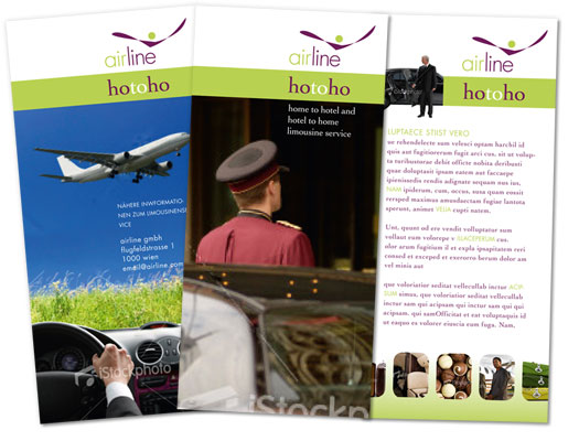 Folder Wickelfalz Airline Zusatzangebot Grafik Design 2009, by alexandra della toffola | grafiker/in in Wienla