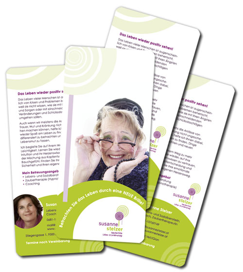 Flyer Coaching und Therapie, Erwachsenencoaching, DIN lang, CMYK, Digitaldruck, beidseitiger Druck 4c,