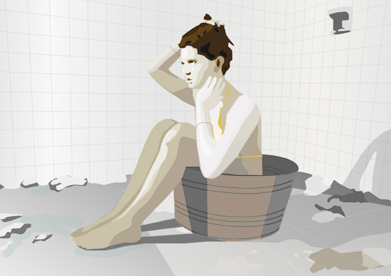 Illugrafie Frau in Wanne,  by alexandra della toffola | grafiker/in in Wien