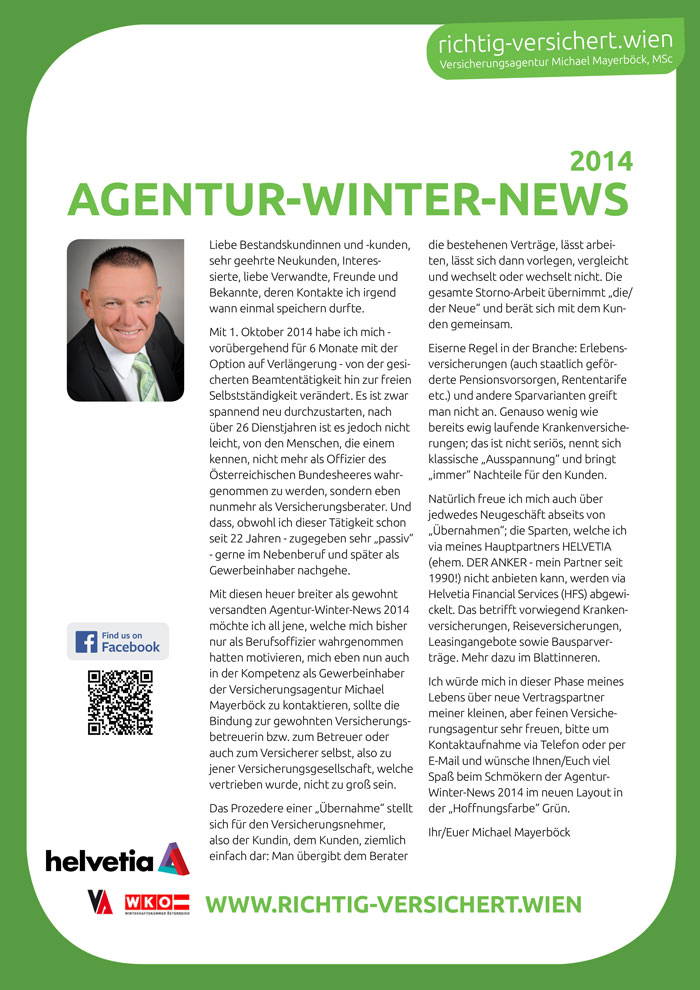 Grafik Design Newsletters 2014 (mehrseitige Broschüre), Alexandra Della Toffola