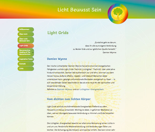 Homepagedesign Energetikerin - Lichtarbeit